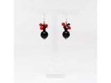 Onyx and Red Coral Earrings