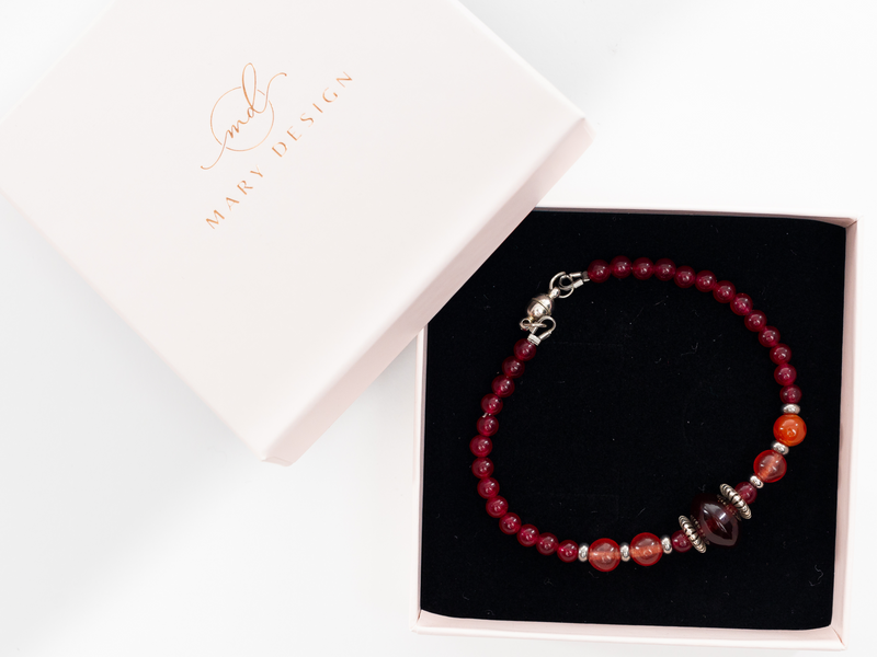Garnet and Red Agate Bracelet