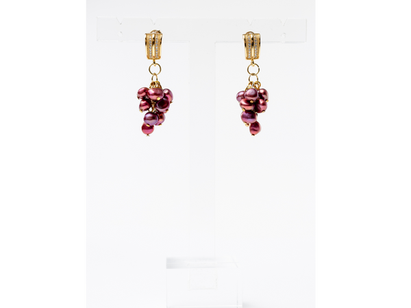 Bulgarian earrings with fuchsia pearls