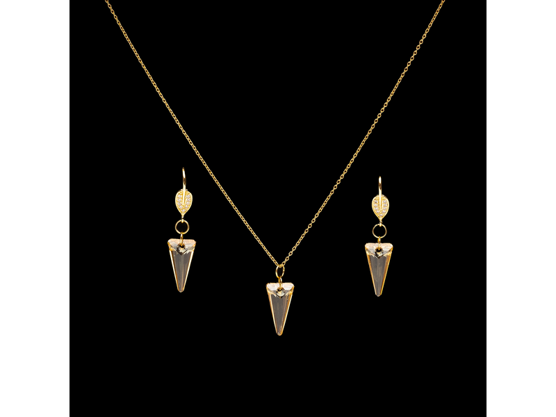 Set din Argint si Swarovski Baroque Triangle drop