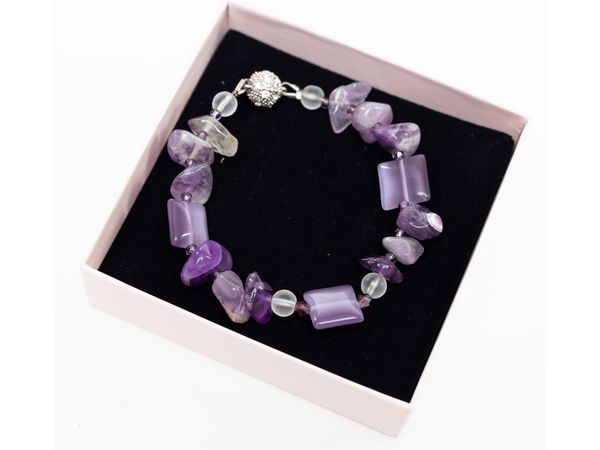 Amethyst and Cat's Eye Bracelet