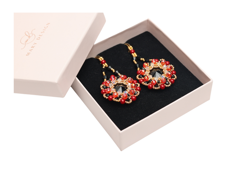 Cercei Red Coral Swarovski