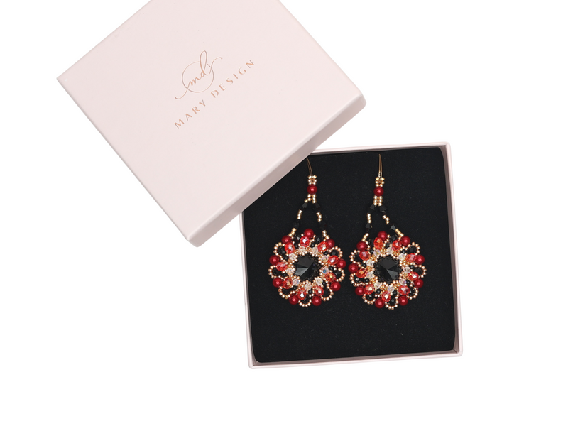 Cercei Red Coral Swarovski