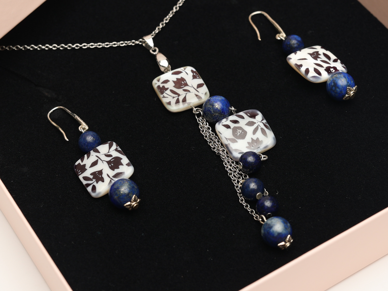 Set bijuterii Sidef si Lapis Lazuli