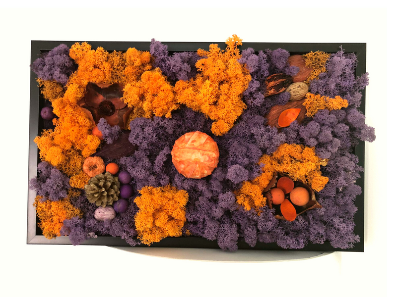 Tablou cu licheni decorativi si flori uscate (2)
