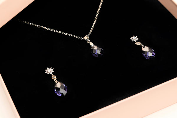 Set bijuterii din Argint si Swarovski Tanzanite