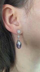 Cercei Argint si Swarovski Tanzanite