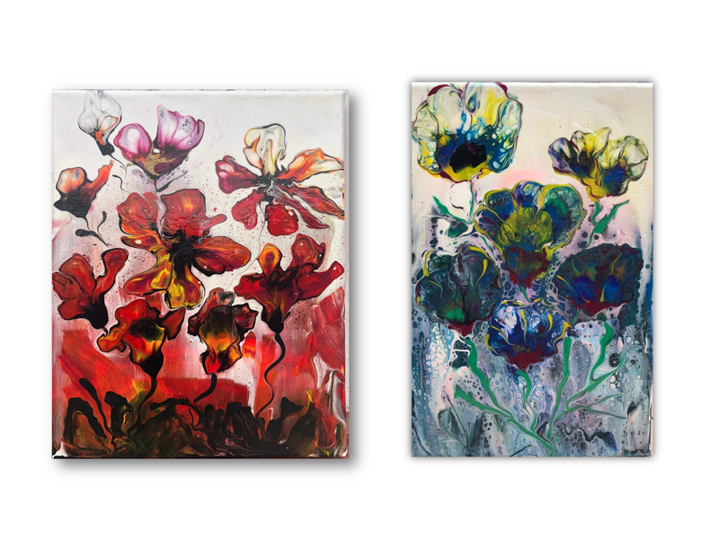 <transcy>Mixed Colors / Red Flowers pouring Canva</transcy>