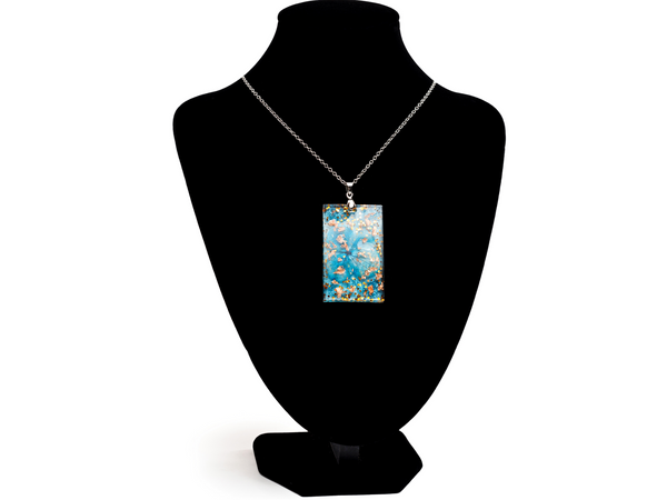 Epoxy resin necklace with rectangular pendant