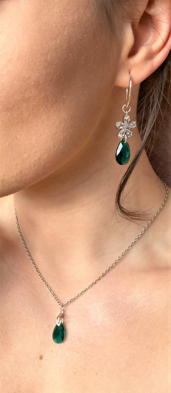 Set bijuterii din Argint si Swarovski Emerald