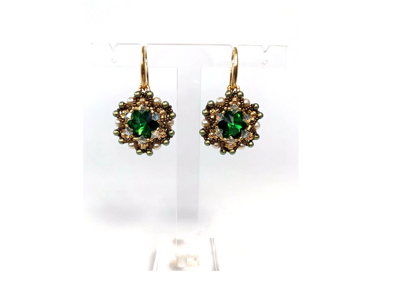 Cercei Swarovski Dark Moss Green