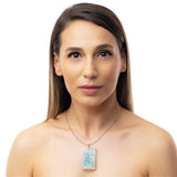 Epoxy resin necklace with rectangular pendant