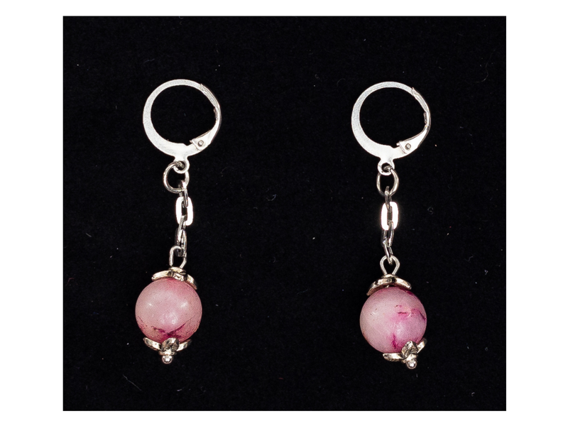 Pink agate earrings deals