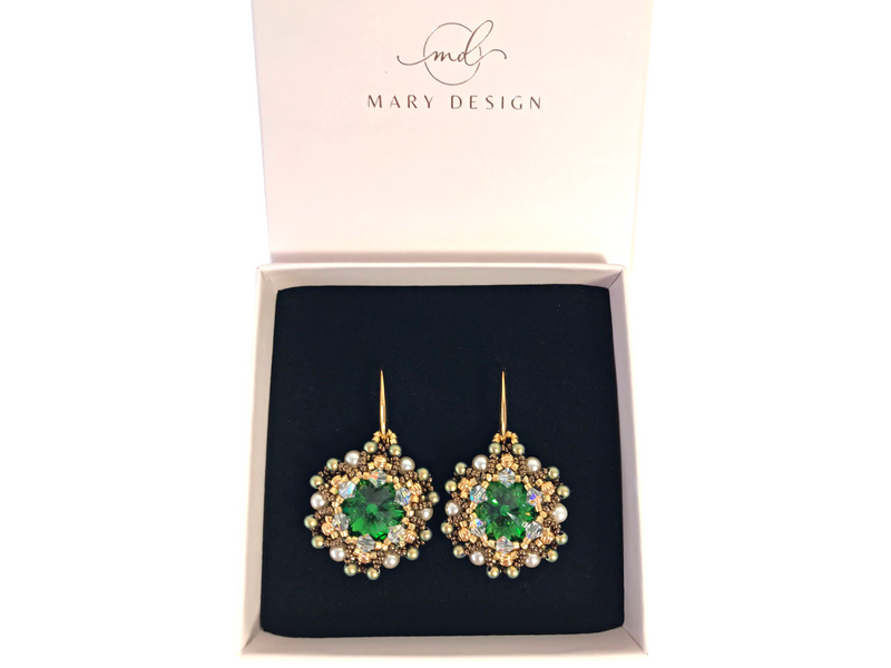 Cercei Swarovski Dark Moss Green