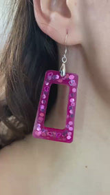 Cercei Pink Glitter